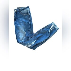 Trendy Blue Distressed Boyfriend Jeans